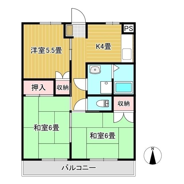 ノースタウン東一宮(3DK/2階)の間取り写真
