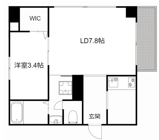 ラクラーレ上前津(1LDK/9階)の間取り写真