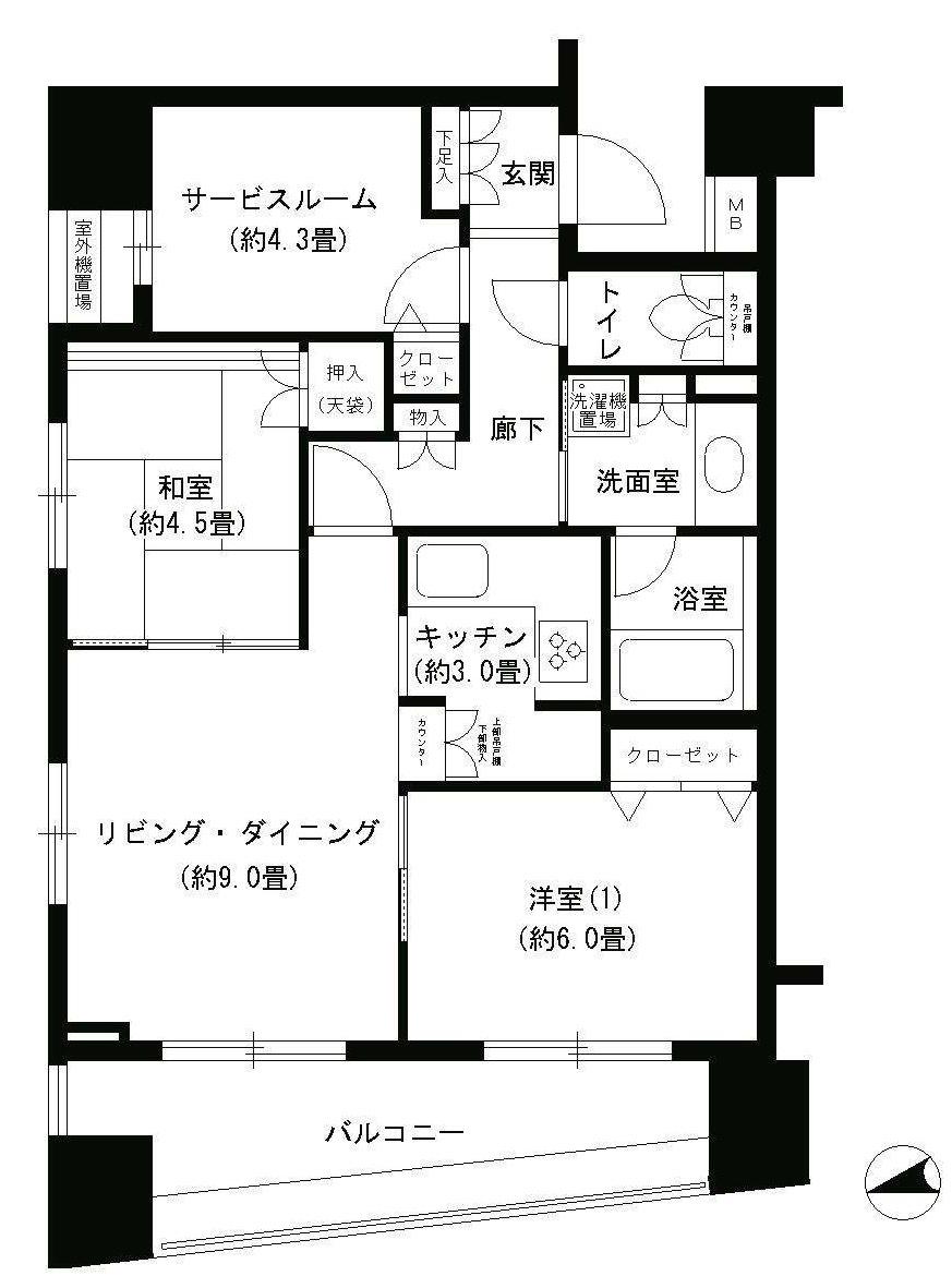 パークキューブ浅草田原町(2SLDK/12階)の間取り写真