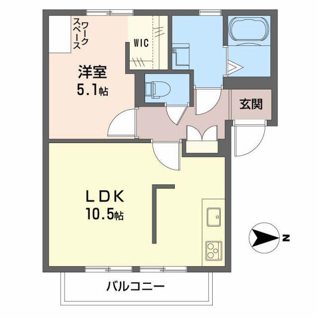 プレジオA(1LDK/2階)の間取り写真