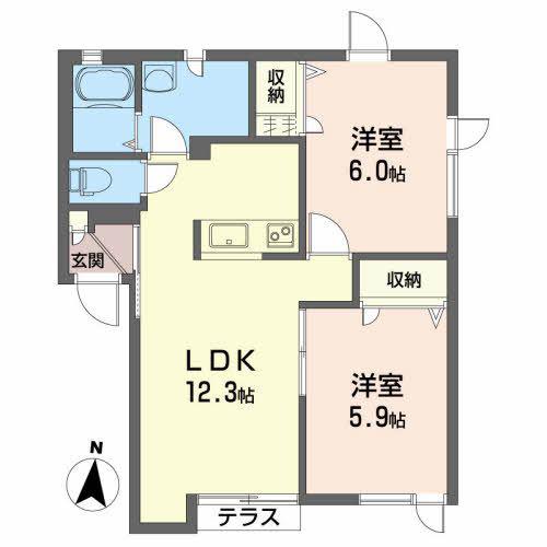 メゾンさくら(2LDK/1階)の間取り写真
