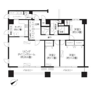 LOOP-M(3LDK/15階)の間取り写真