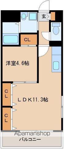 ウエストコースト(1LDK/4階)の間取り写真