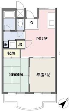 セントラルパレス二俣川(2DK/3階)の間取り写真