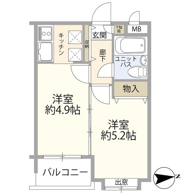 シティオ多摩川(2K/5階)の間取り写真