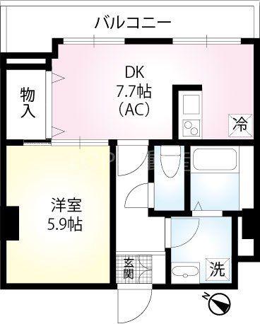 C-126(1DK/4階)の間取り写真