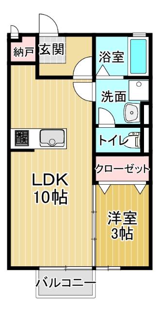 ヴィラセゾン III(1LDK/1階)の間取り写真