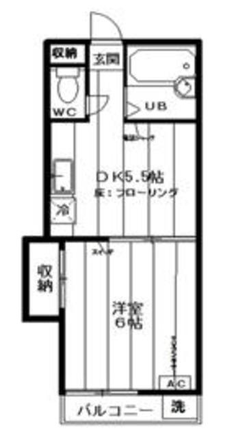 ウェルネス中央(1DK/1階)の間取り写真