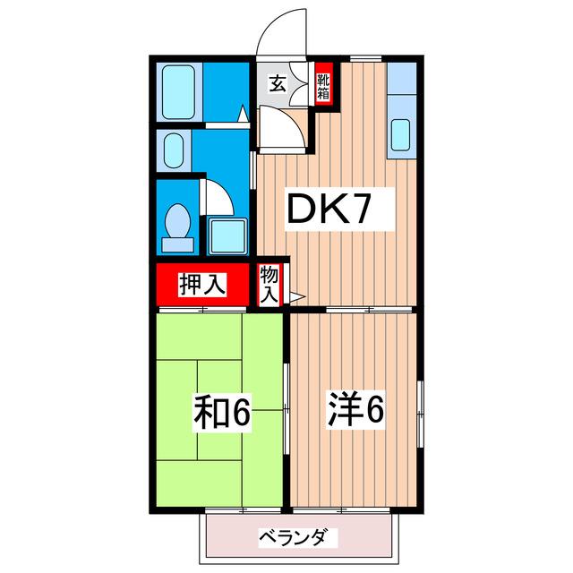 サニーヒル本宮(2DK/1階)の間取り写真