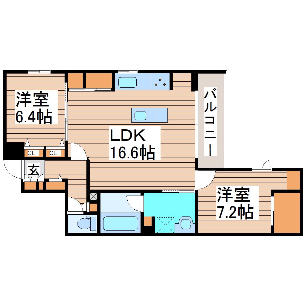 K-CRAT(2LDK/2階)の間取り写真