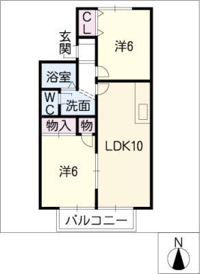 クレセールつくし(2LDK/1階)の間取り写真