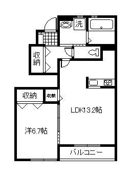 プランドール エルメゾンネクスト(1LDK/1階)の間取り写真