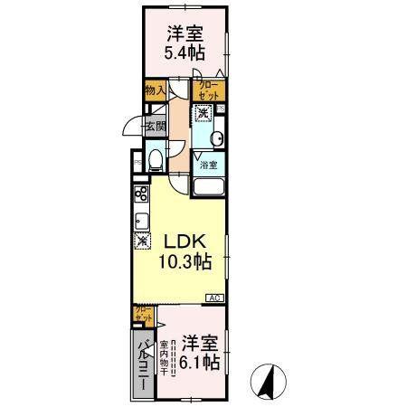 NANALA緑町(2LDK/3階)の間取り写真