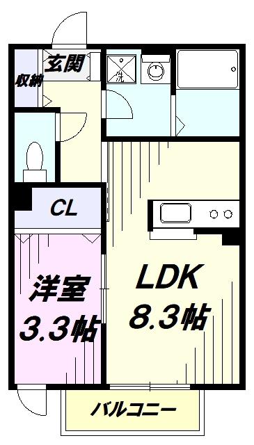 ARIES国立(1LDK/1階)の間取り写真