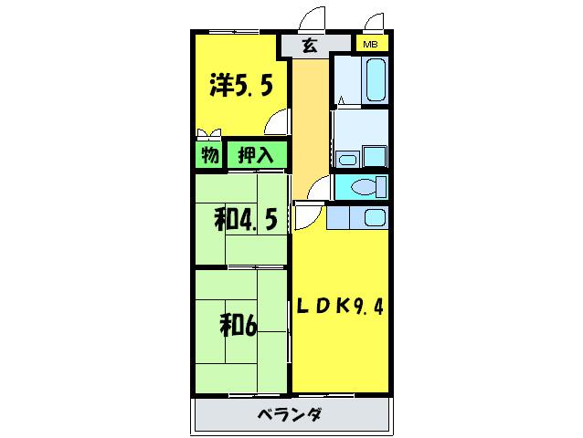 プレヴィア泉ヶ丘(3LDK/1階)の間取り写真