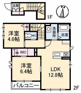 ラ・パルテール新屋敷III(2LDK/2階)の間取り写真