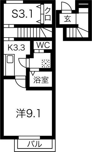 グランドガーデン(1SK/2階)の間取り写真