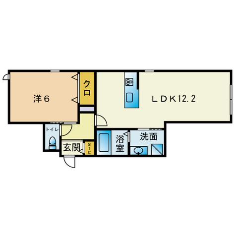 ヴィブレイン博多(1LDK/1階)の間取り写真