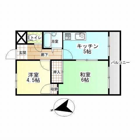 KKマンション(2K/3階)の間取り写真