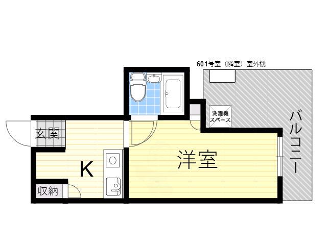 地下鉄四つ橋線 玉出駅 徒歩2分 8階建 築41年(1K/6階)の間取り写真