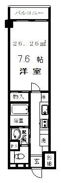 喜多見ルームス(1K/3階)の間取り写真