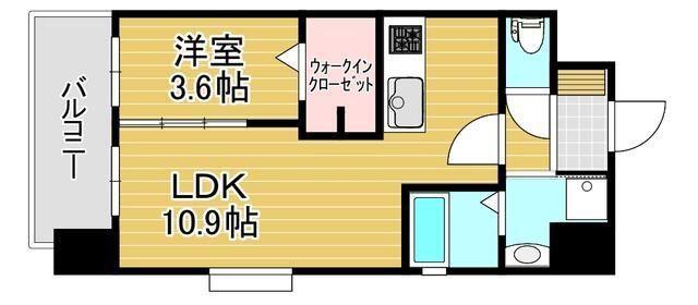 ギャラクシー西小倉(1LDK/10階)の間取り写真