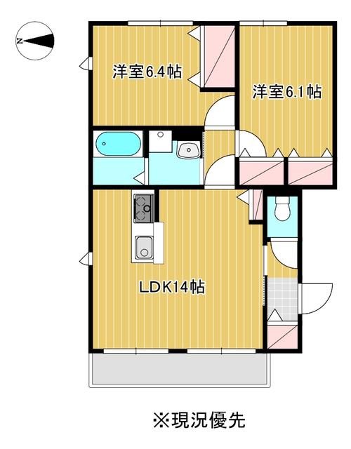 BELLE SABLE(2LDK/1階)の間取り写真