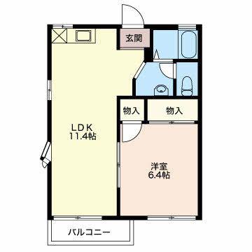 ハイツ・プリエール(1LDK/2階)の間取り写真
