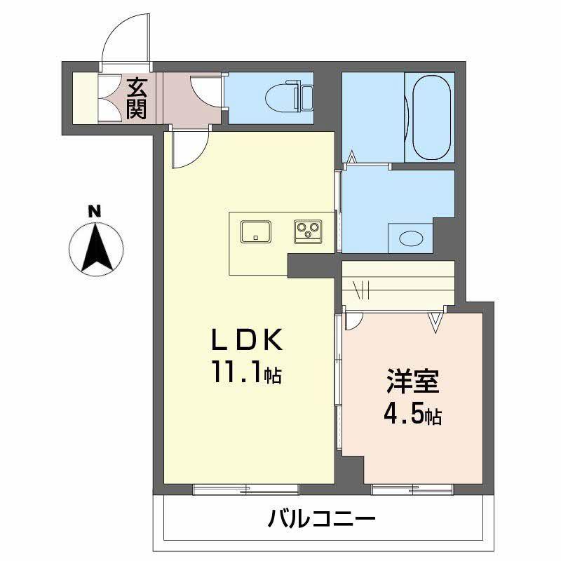ブルームステージ津田(1LDK/2階)の間取り写真