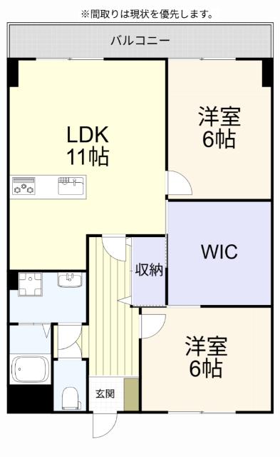 エクセレントパレス(2LDK/3階)の間取り写真
