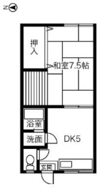 梅須賀荘(1DK/1階)の間取り写真