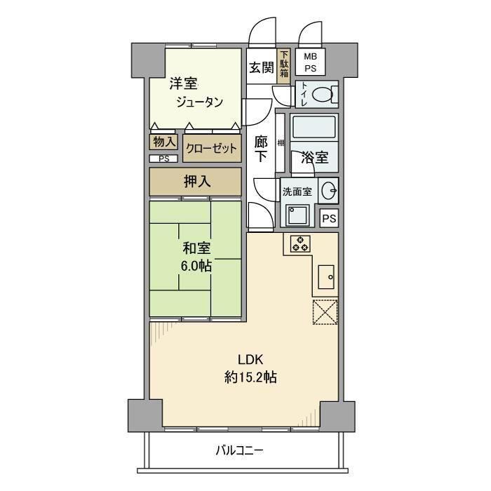 ライオンズステーションプラザ北綾瀬(2LDK/3階)の間取り写真