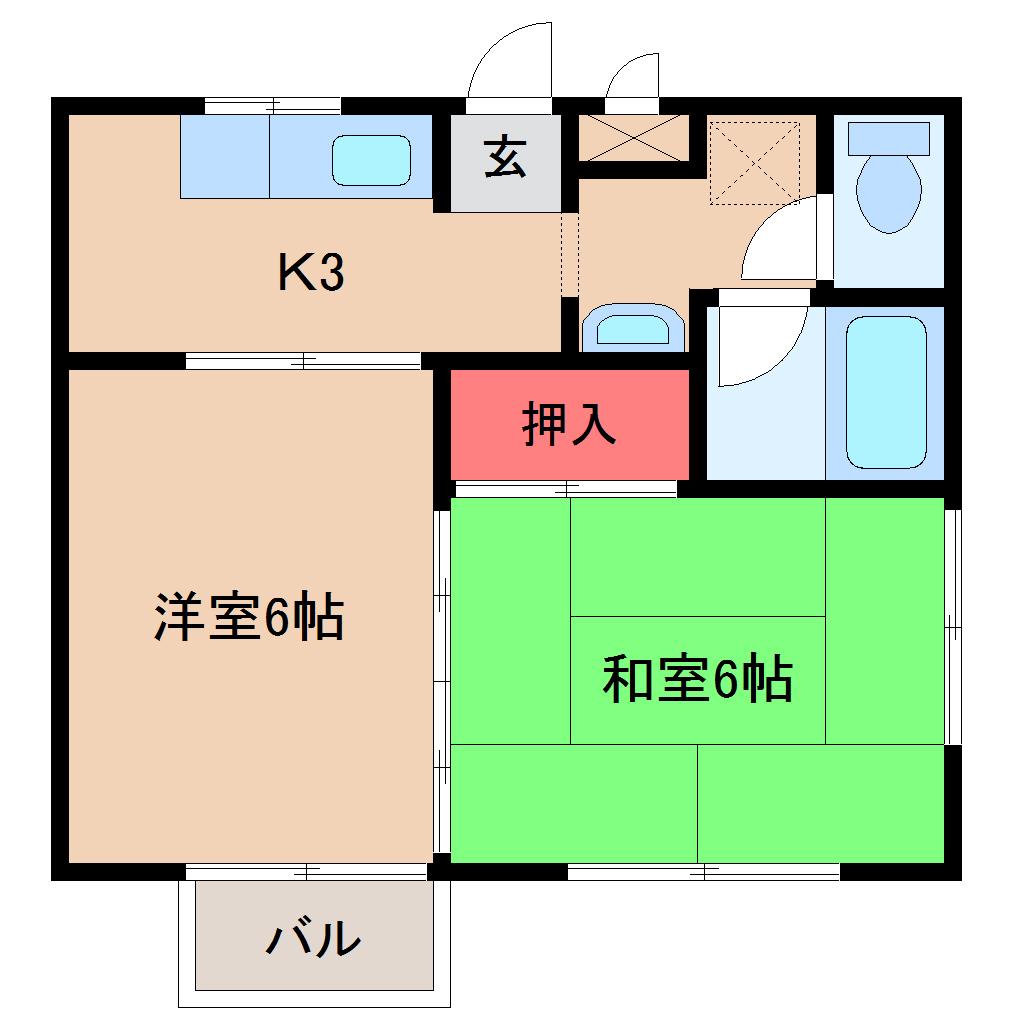 YMコーポ(2K/2階)の間取り写真
