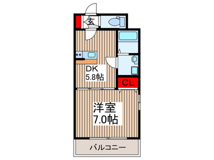 ロゼットIII(1DK/8階)の間取り写真