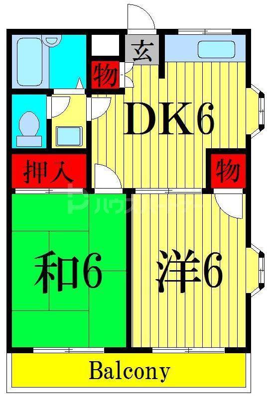 ニューコーポ東和(2DK/2階)の間取り写真