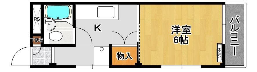 ガーデンホーム(1K/2階)の間取り写真