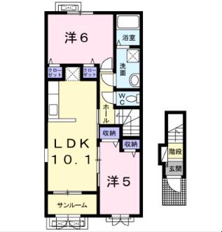 プラム アライブ 2階(2LDK/2階)の間取り写真
