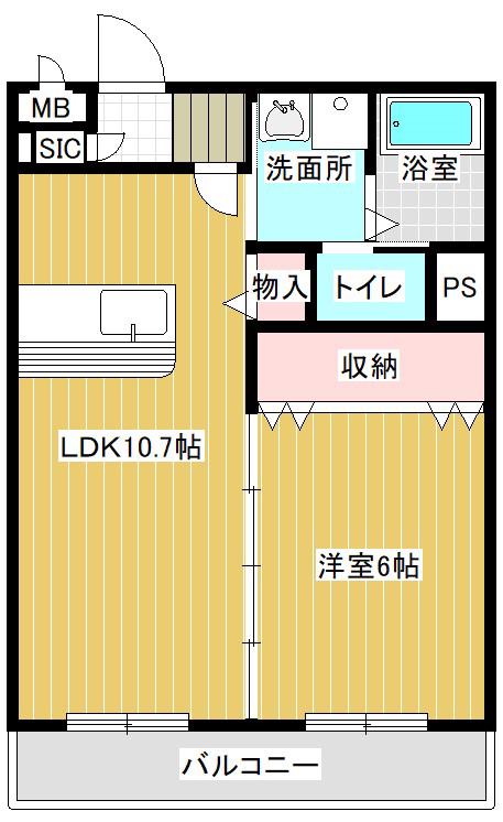 ティー・オリーブ(1LDK/3階)の間取り写真