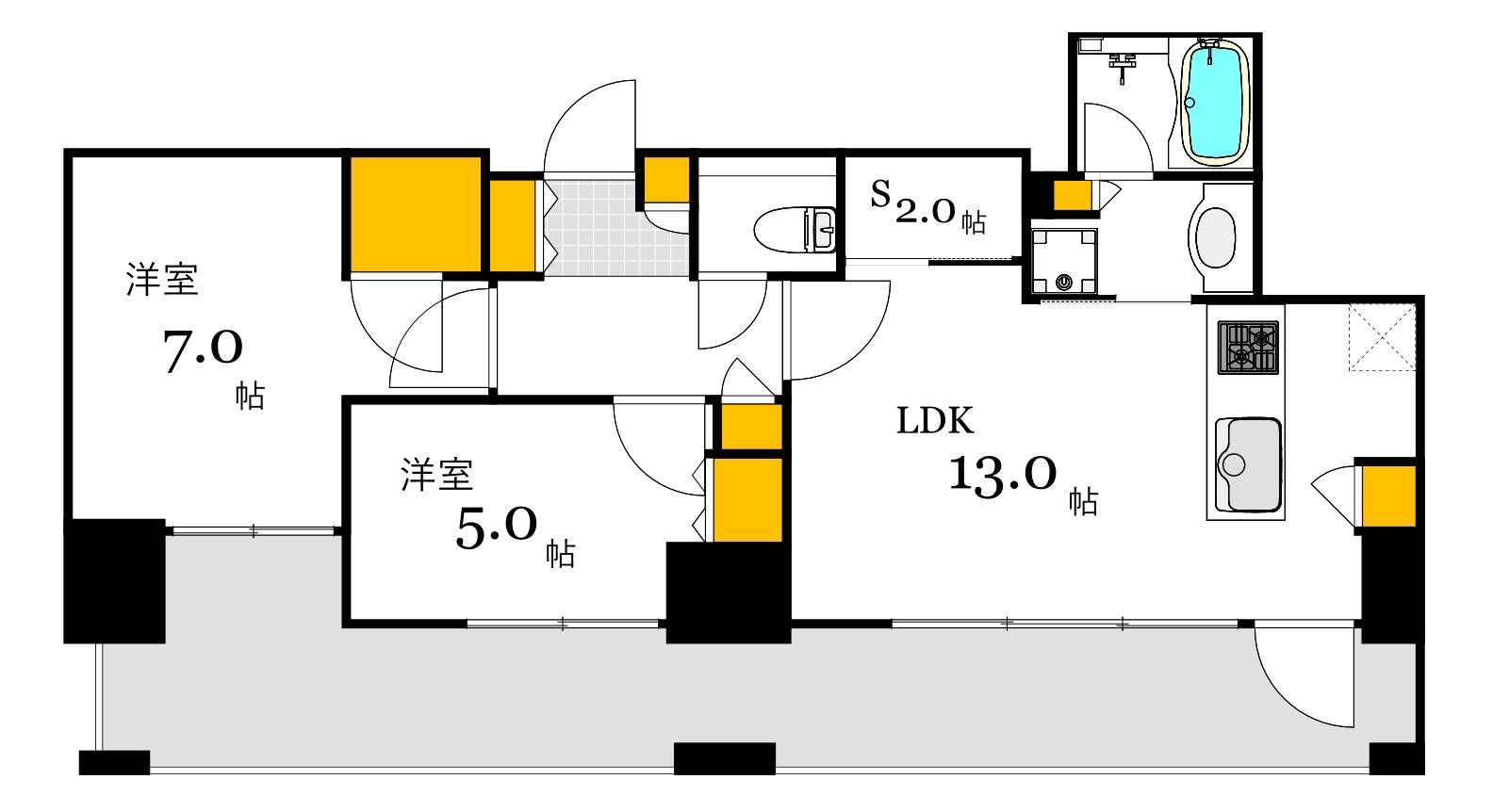 シティタワー広島(2SLDK/41階)の間取り写真