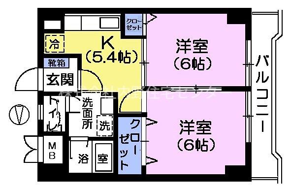 ドネグレイス立川ビル(2K/8階)の間取り写真