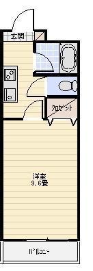 ゴールドサークル小松I(1K/4階)の間取り写真