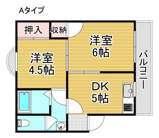 東加賀屋マンション(2DK/1階)の間取り写真