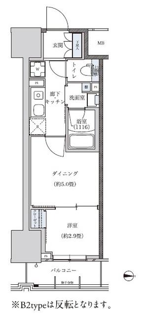 パークアクシス新栄(1DK/7階)の間取り写真