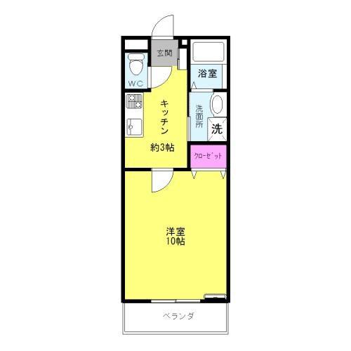 めぞんたかおか(1K/2階)の間取り写真