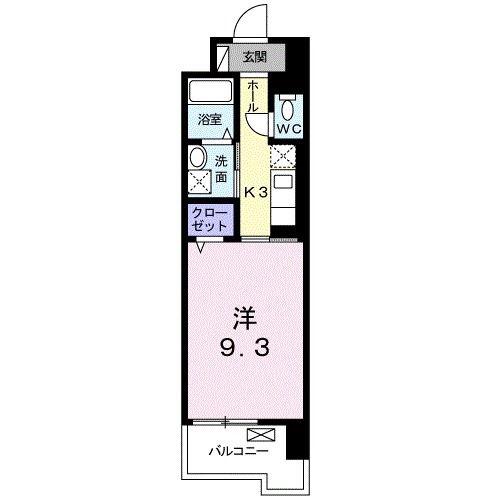 グランクリュ佐古 イースト(1K/2階)の間取り写真
