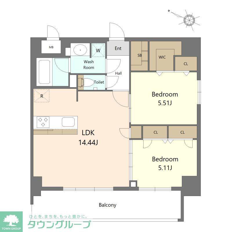 S-RESIDENCE薬院AUREATE(2LDK/9階)の間取り写真