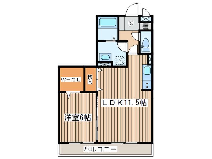 トネリコテラス 1(1LDK/1階)の間取り写真