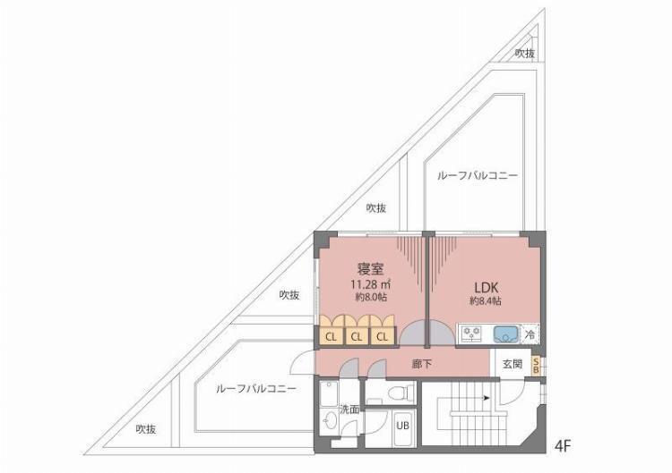 メゾン・ド・リカ(1LDK/4階)の間取り写真