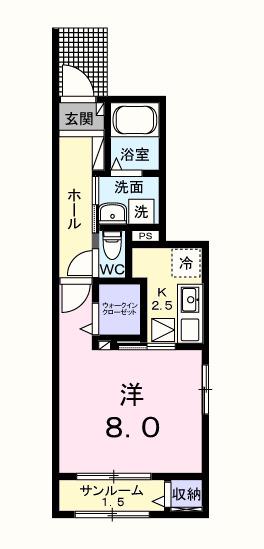 フォンターナ・ブリオ(1K/1階)の間取り写真