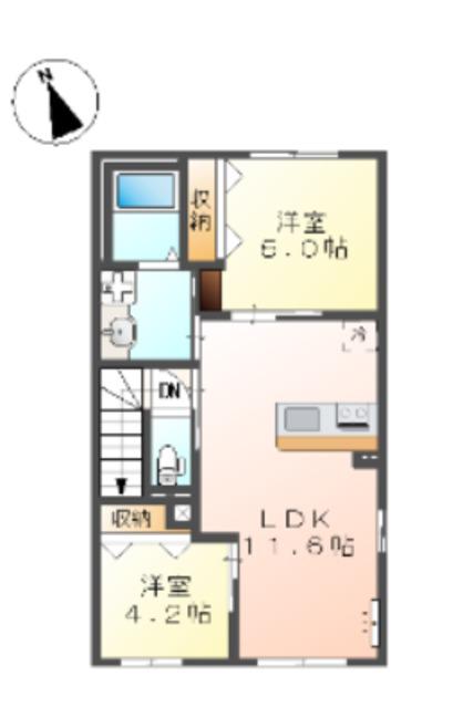 グランデ弐番館(2LDK/2階)の間取り写真